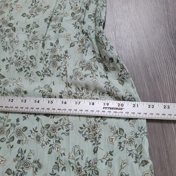 90s Y2K Babydoll Maxi Dress Womens 14 Green Forest Fairy Coquette Floral Whimsy - Picture 5 of 13